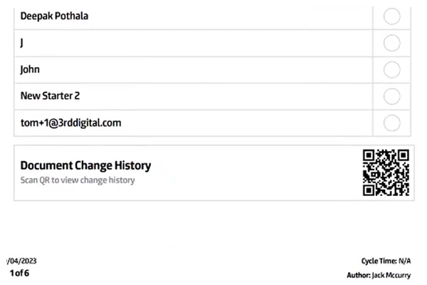 ive Document Change History