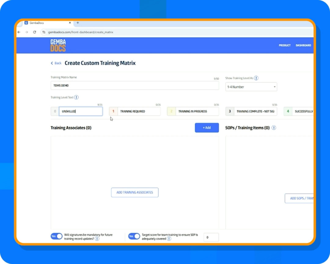 Skills Matrix - How To - Step 2 - Set Up the Matrix