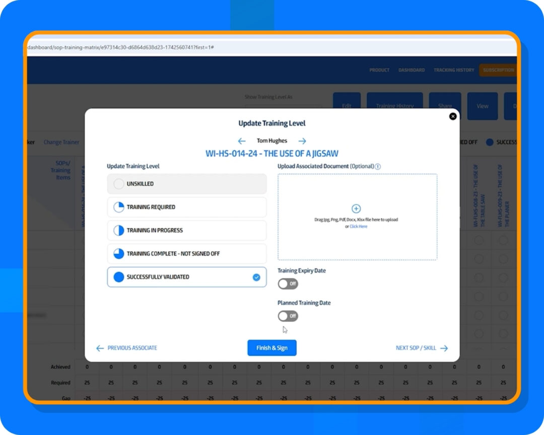 Step 5: Update, Record & Validate Training